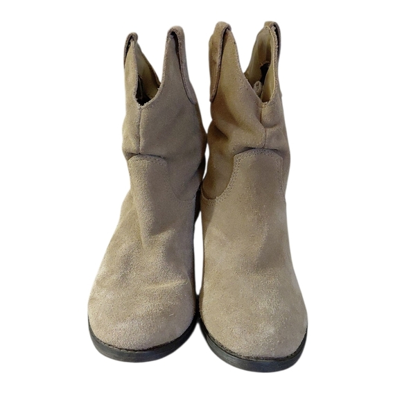 White Mountain Slammin Western Ankle Boots Tan Suede Shortie Cowgirl Boots Sz 6 - Picture 3 of 10